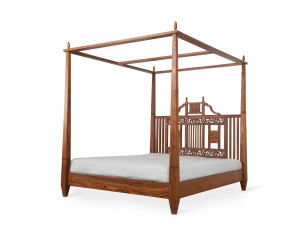 Двуспальная кровать из тикового дерева с балдахином