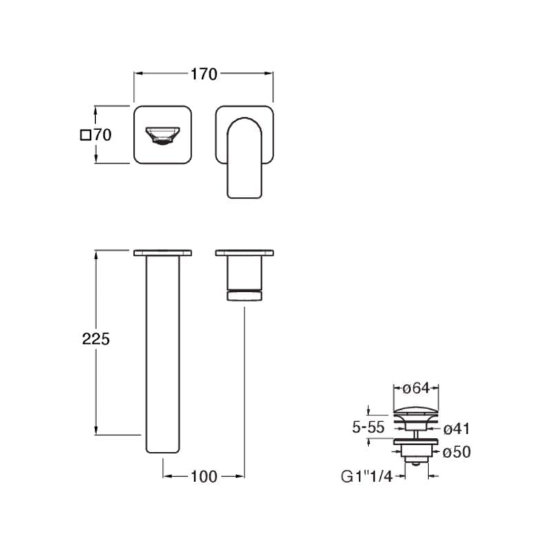 Настенный смеситель для раковины с 2 отверстиями CRISTINA Rubinetterie Blade ARCH-00087593 - Вид №2