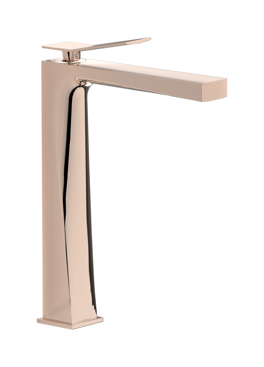 Высокий смеситель для раковины на 1 отверстие в комплекте с донным клапаном WE ARE IB wa313is Rose Gold Wave