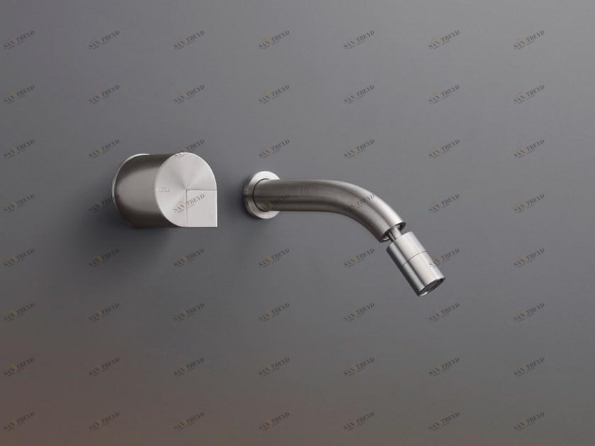 Ceadesign Смеситель для умывальника из нержавеющей стали настенный на 2 отверстия с регулируемым изливом Duet Det 19