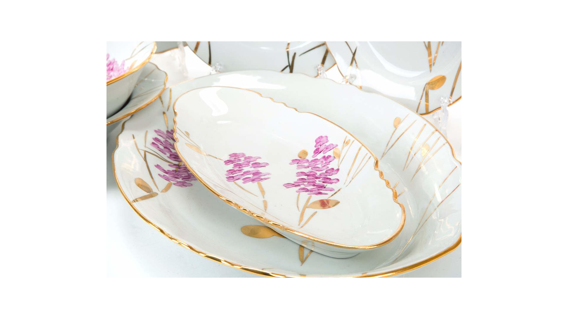 10634511 Дулевский фарфор Сервиз столовый 6/29 "Аппетитный" "Розовая ветка" (с вазой для супа) Фарфор  - Вид №2