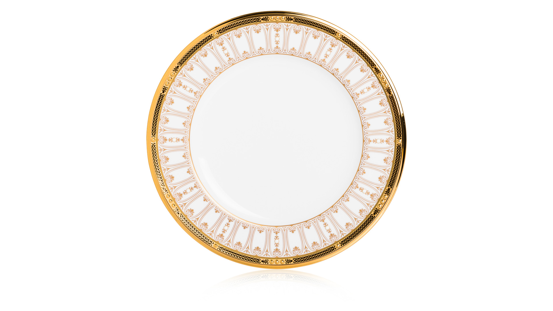 10654841 Noritake Набор тарелок акцентных Noritake "Чатлайн, золотой кант" 24см, 6 шт Фарфор костяной  - Вид №1