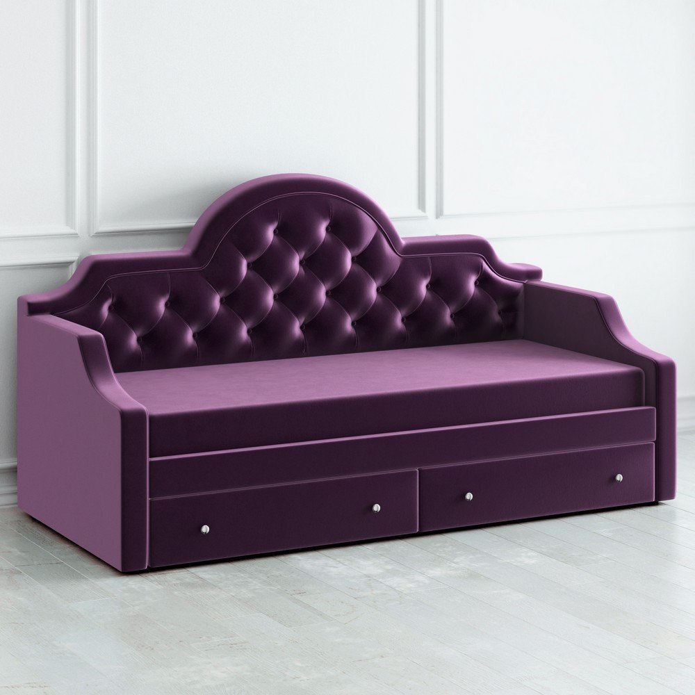 Диван-кровать детский с 2 выдвижными ящиками 90х190 см темно-фиолетовый с каретной стяжкой DayBed KREIND DAYBED 00-3880017 Фиолетовый Santreyd  - Вид №1