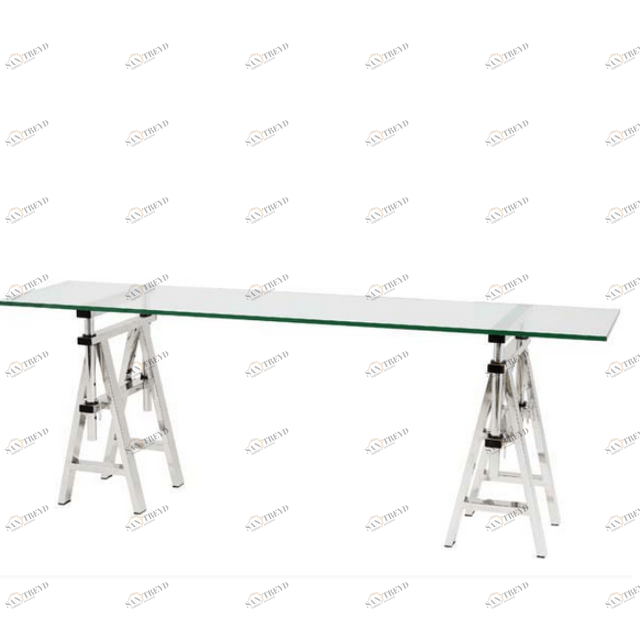 Консоль металлическая со стеклянной столешницей, хром Shaker от Eichholtz EICHHOLTZ EICHHOLTZ 060942 Прозрачный;хром 