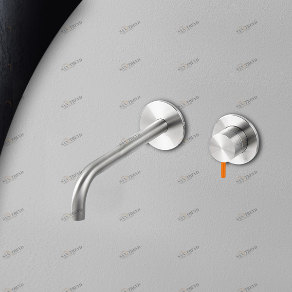 Смеситель для раковины сталь глянцевая с оранжевой ручкой Toki Radomonte TKI19LCIL24