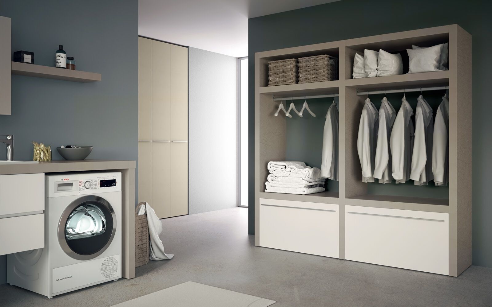Шкаф для белья с ящиками для стиральной машины Gruppo Geromin магазин ARCH-00031871 - Вид №3