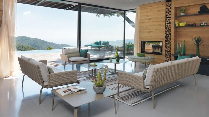 Roberti Круглый садовый пуф из ткани Key west 4246 - Вид №1