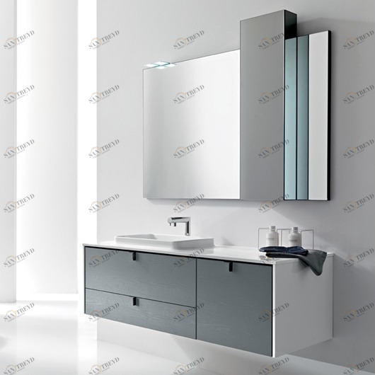 Комбинация ванной комнаты PV28 в отделке Volé J02 Mineralmarmo / 141 Bianco / L03 Alluminio MILLDUE PIVOT PIVOT28