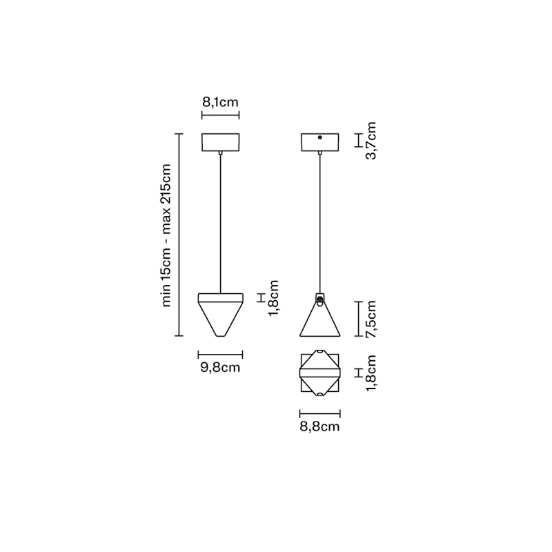 Светильник подвесной 8,8х9,8 см бронзовый Tripla F41A0176 FABBIAN ДИЗАЙНЕРСКИЕ 00-3882238 Бронза;прозрачный  - Вид №5