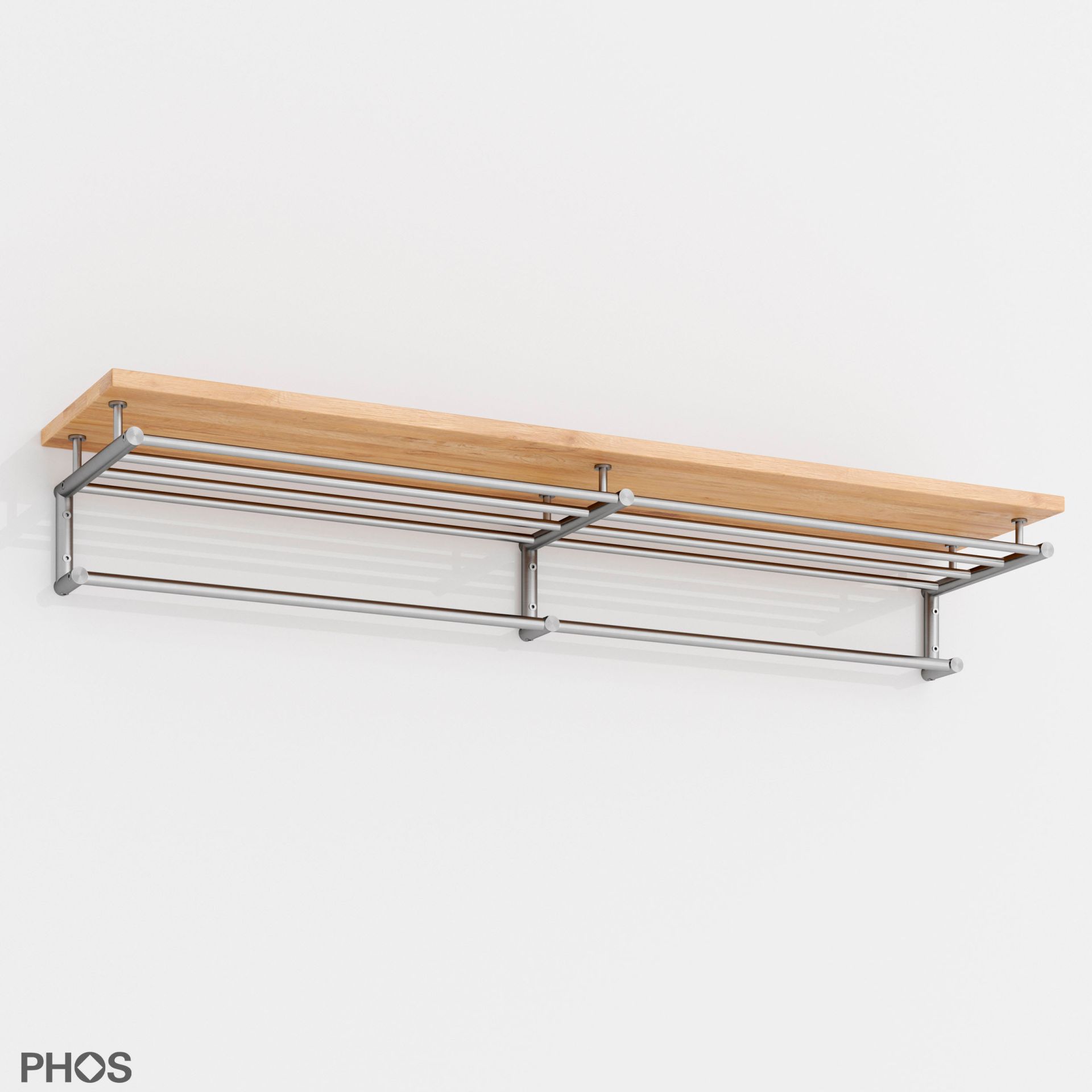 G18-1400-Eiche-B Полотенцесушитель g18 с 5 полотенцесушителями и полкой из дуба, ширина 145 см PHOS 