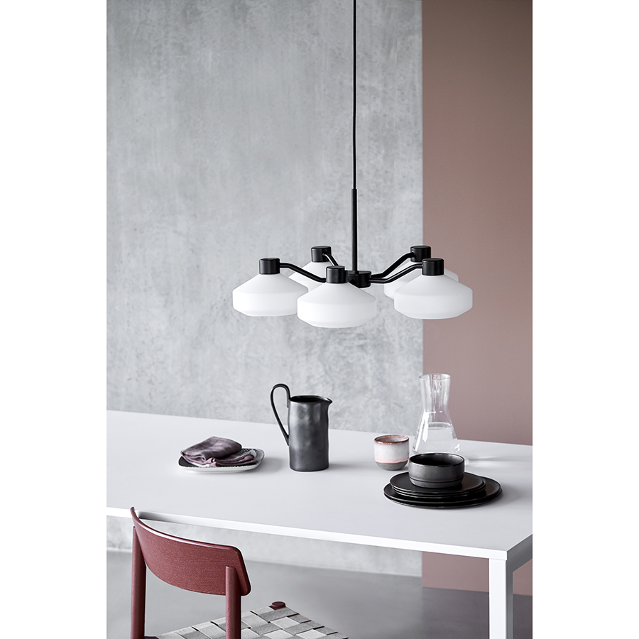118475 Люстра mayor, 5 плафонов, 59х13 см, белая/черный матовый каркас Frandsen  - Вид №1