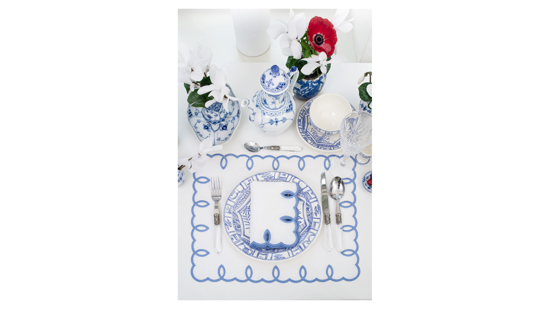 10677602 Truffle Bee Набор плейсматов-салфеток Truffle Bee Etretat 43см, 2шт, бело-голубой, лен Ткань  - Вид №3