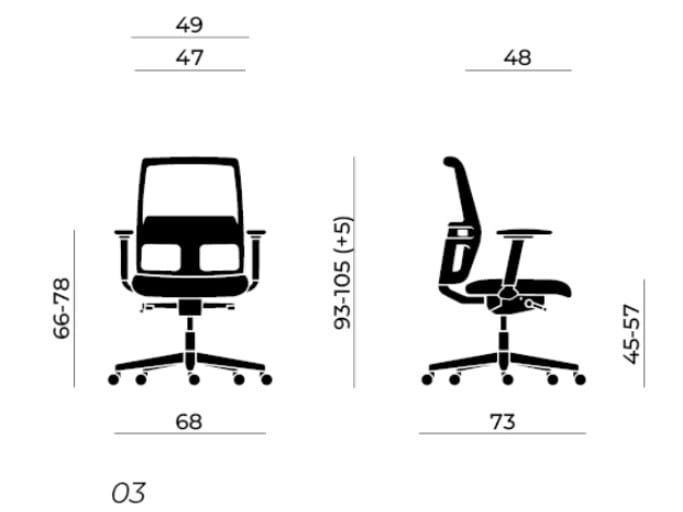 Операционный офисный стул с подлокотниками 5 спиц Nahu Omnia ARCH-00032856 - Вид №7