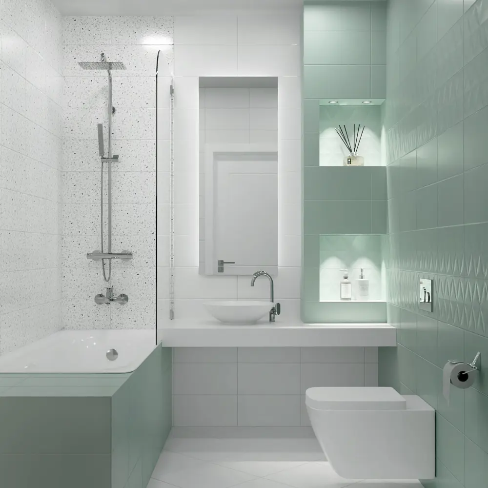 KREAFORTA Mersey Mono — настенная плитка мятного цвета 20×40 см 89405703 STLM-1570675 - Вид №5