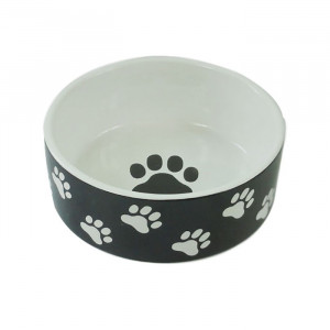 ПР0044079 Миска для животных Paws черная керамическая 13х5,5 см 420мл Foxie