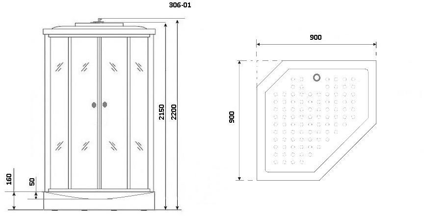 Душевая кабина NG-306-01 (900х900х2200) низкий поддон(16см) стекло МОЗАИКА Niagara Ultra 3060154 - Вид №1