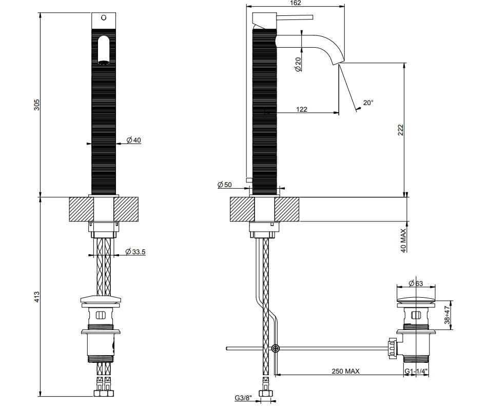 Смеситель для раковины из нержавеющей стали Gessi Messi316 ARCH-00081958 - Вид №3