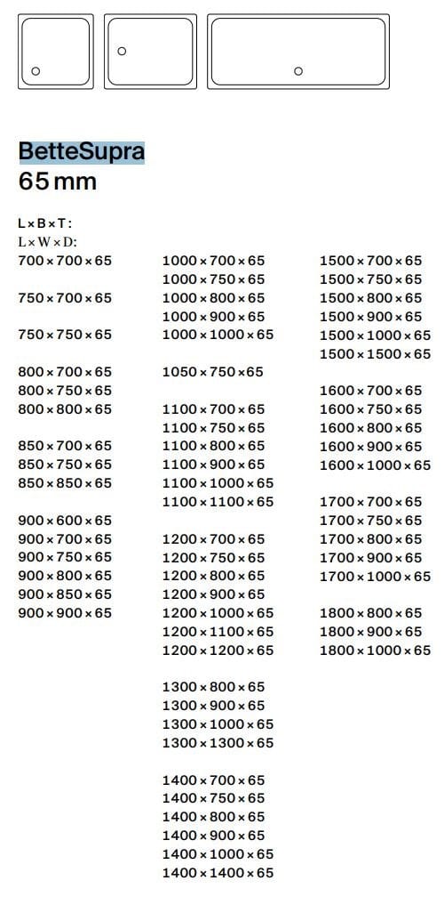 Прямоугольный эмалированный стальной поддон для душа Bette BETTESUPRA ARCH-00039872 - Вид №2