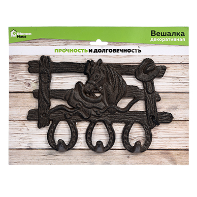 Вешалка настенная на 3 крючка черная 25 см "Ранчо" BLUMEN HAUS  00-3971636 Черный  - Вид №1