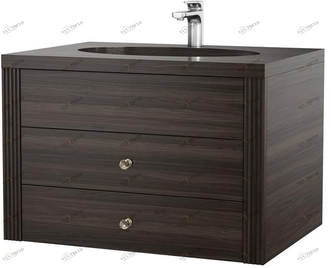 DWFI Настенная тумба под умывальник из фанерованной древесины с ящиками  00002508 