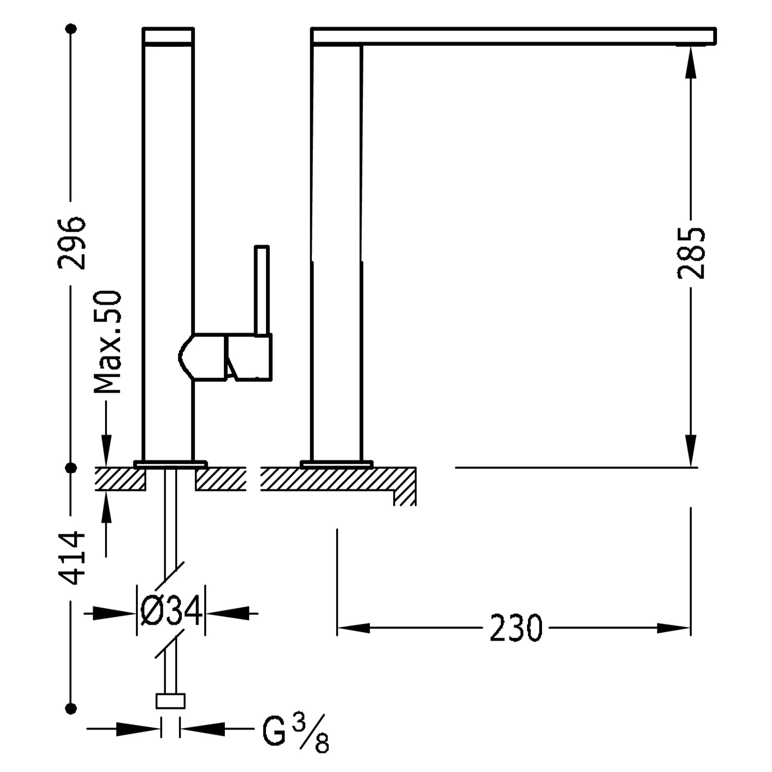 Кухонный смеситель с одной ручкой для кухни-06248801 TRES  - Вид №1