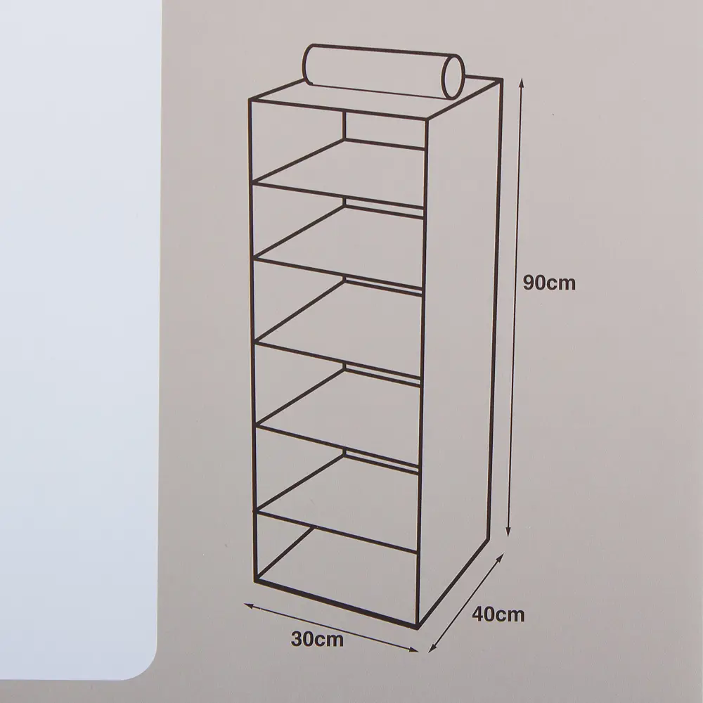 Органайзер подвесной Spaceo 6 полок 30х40х90 см цвет бежевый STLM-2000564 - Вид №2