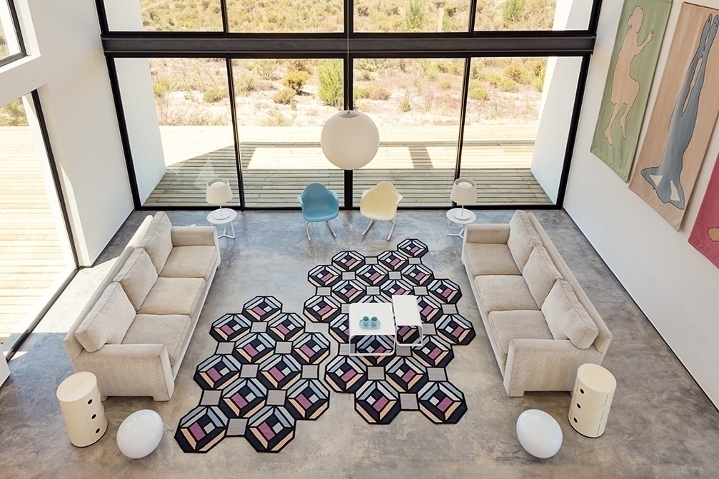 054114 Ковер Tetragon Blue 147x213 GAN Parquet - Вид №1