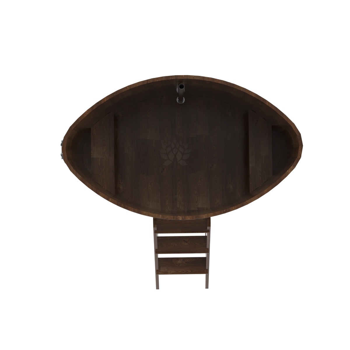 1535 Купель овальная из сращенных ламелей лиственницы 1,02х1,68х1,4 морёная Alyarus  - Вид №4