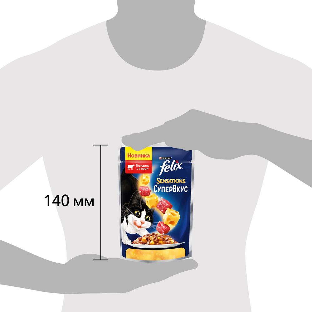 ПР0054771 Корм для кошек Sensations Супервкус говядина и сыр, в желе, пауч 75 г FELIX  - Вид №9