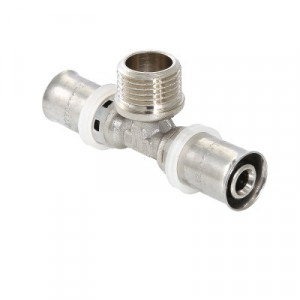 VTm.233.N.320532 Пресс-фитинг – тройник с переходом на наружную резьбу Valtec 32 мм х 3/4" х 32 мм