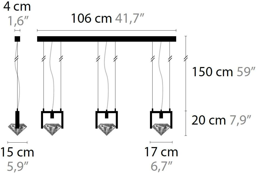 ILFARI Подвесной светильник из металла с кристаллами Elements of love 10518/10519 - Вид №2