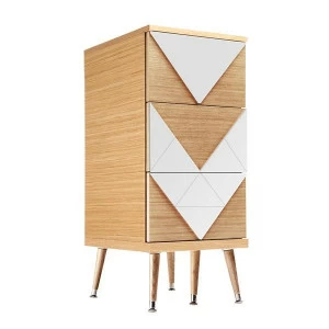 Комод с деревянными ножками и 3 ящиками белый Slim Woo WOODI  00-3965920 Бежевый;белый