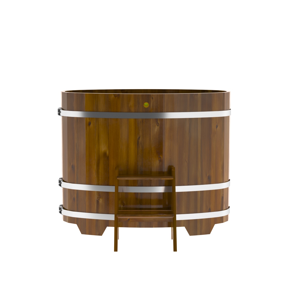 2252 Купель овальная из лиственницы Рустик 0,69х1,31х1,1 морёная Alyarus  - Вид №4