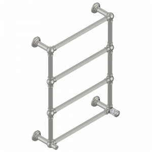 U97-TWF4H1 Полотенцесушитель Традиционный каннелированный, 4 перекладины, 625 мм x 825 мм, водяной, с 1 декоративной крестовой рукояткой Thg-paris Malmaison Howlite Матовый никель