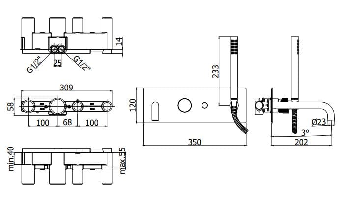 Встраиваемый настенный смеситель для ванны или душа RUBINETTERIA PAFFONI Jo ARCH-00088441 - Вид №2