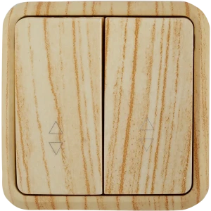 Выключатель проходной накладной Lexman First 2 клавиши, цвет дуб белый