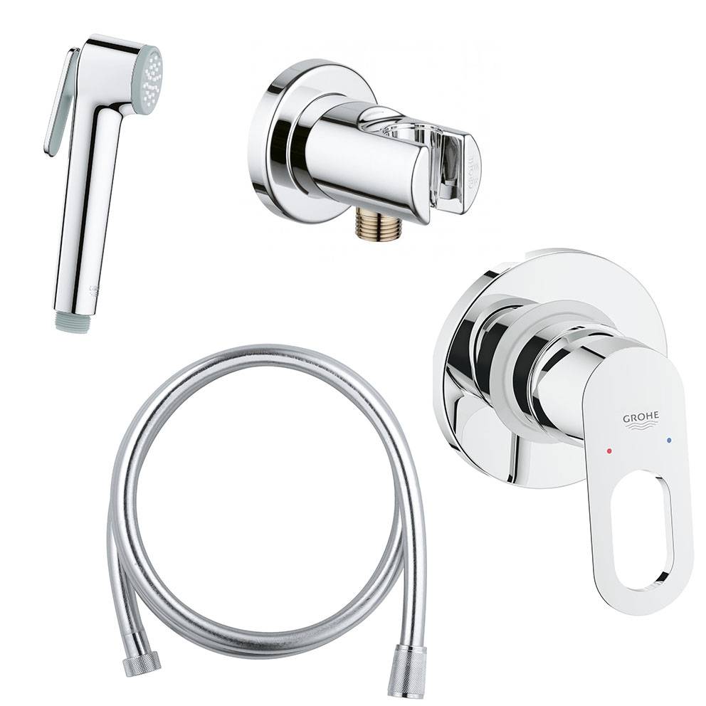 Готовый комплект для гигиенического душа GROHE BauLoop: встраиваемый смеситель, гигиенический душ со шлангом и держателем, хром (NH0003)