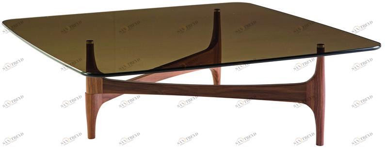 Roche Bobois Прямоугольный журнальный столик из дерева и стекла Maya sun-id-1394523