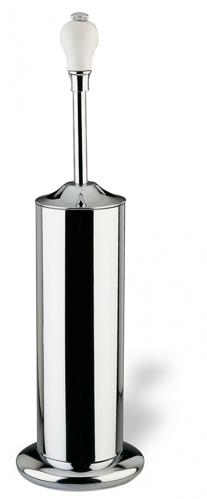 N039(39) Stil Haus Nemi, напольный металлический ёрш, цвет хром - белая керамика 