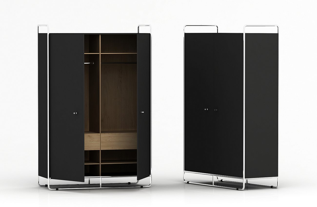 Шкаф двухдверный на металлических ножках белый Bauhaus WOODI  00-3966115 Белый  - Вид №5