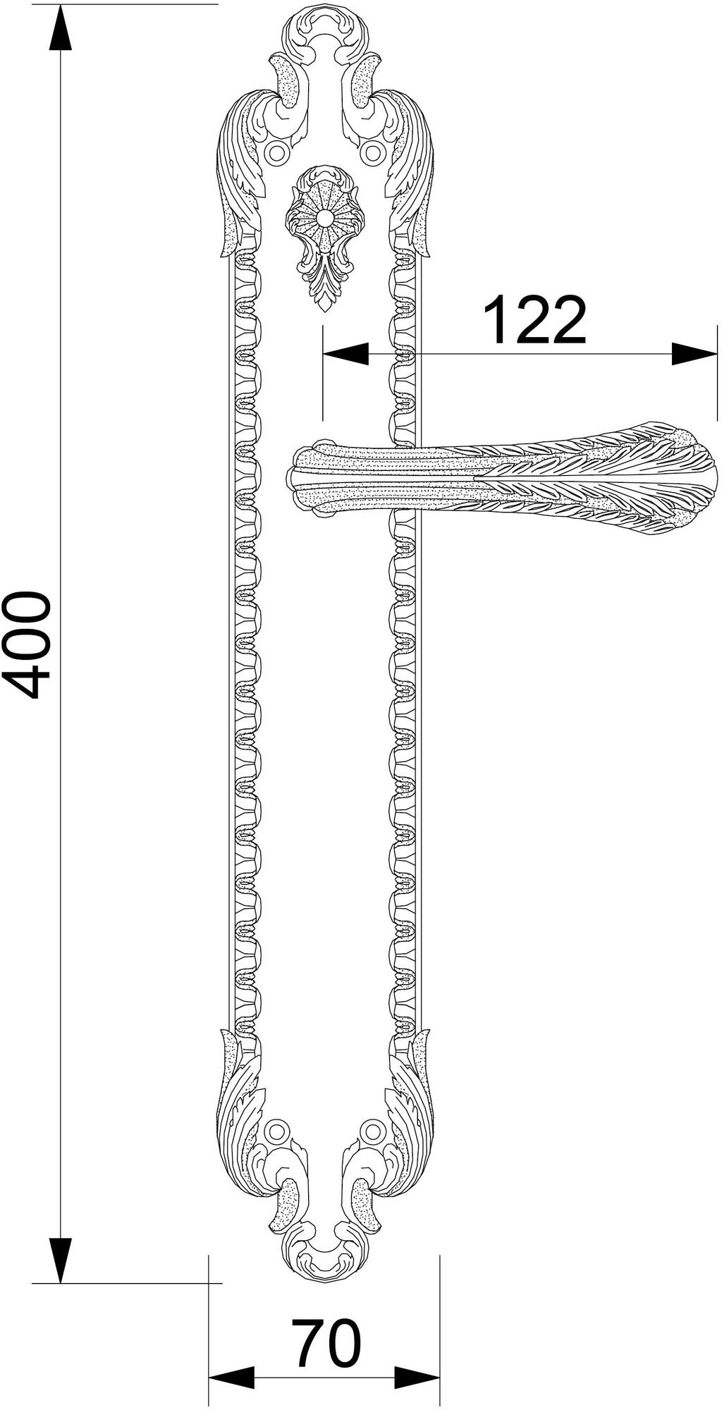 Bronces Mestre Ручка серебристого цвета с античной отделкой на пластине Treasure 0a2424.000 - Вид №1