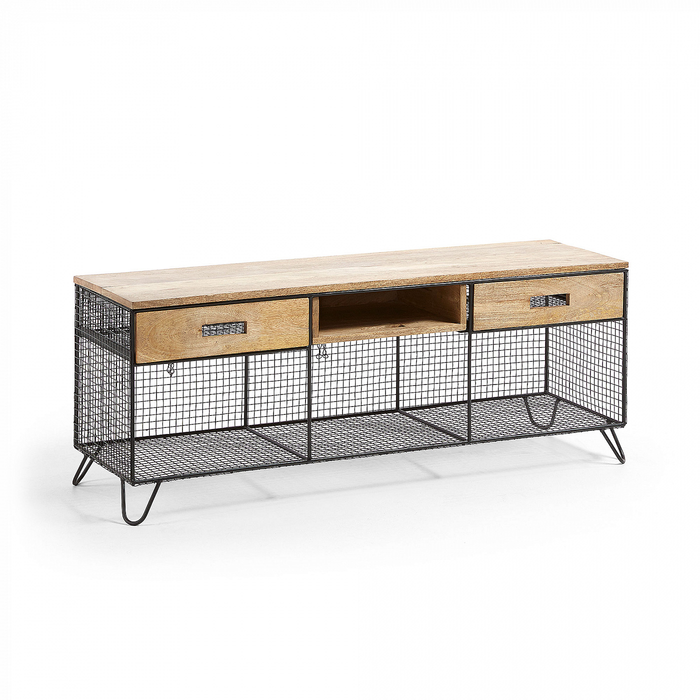 065205 Тумба под ТВ Stavros 120x45 черная металлическая La Forma Aida - Вид №1