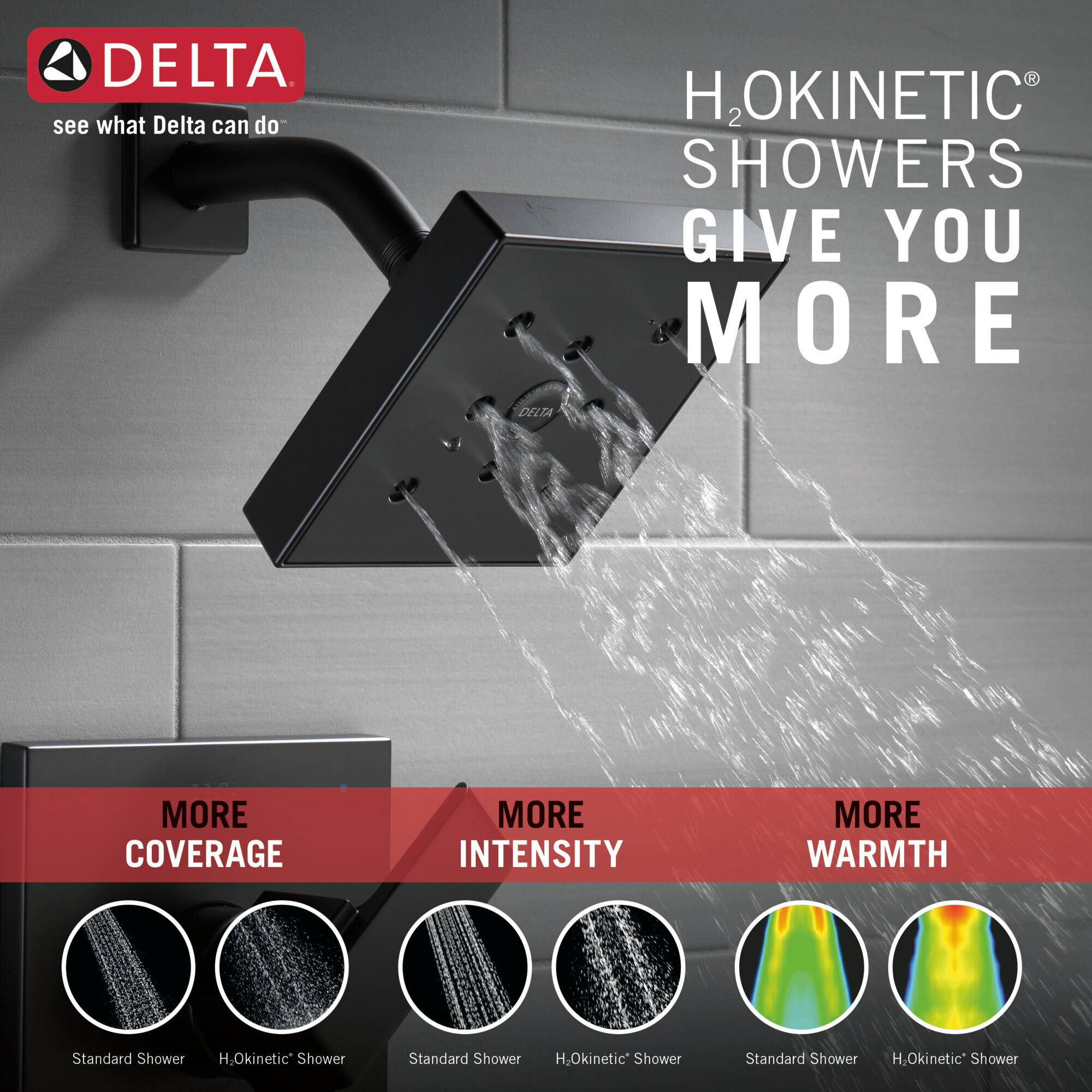 T17267-BL Накладка для душа Monitor® 17 серии H2Okinetic® Delta Faucet Ara Матовый черный - Вид №4