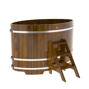 2299 Купель овальная из лиственницы Рустик 1,15х1,83х1,2 морёная Alyarus