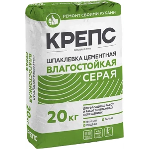 Шпаклёвка цементная влагостойкая Крепс 20 кг серая 82020641 STLM-2167582