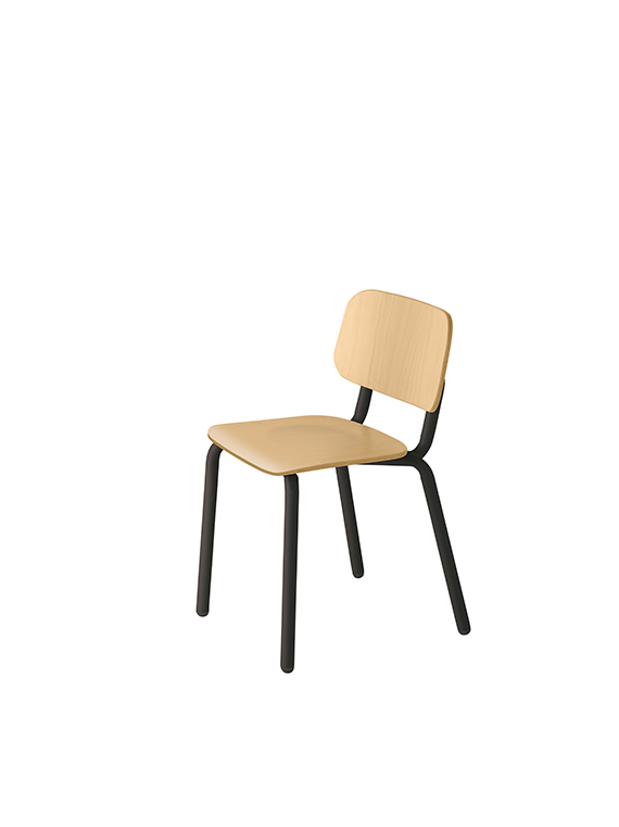 Hull 627 Стул со стальным каркасом на 4 ножках. Сиденье и спинка из бука (тисненая отделка). Et al. Hull - Вид №1