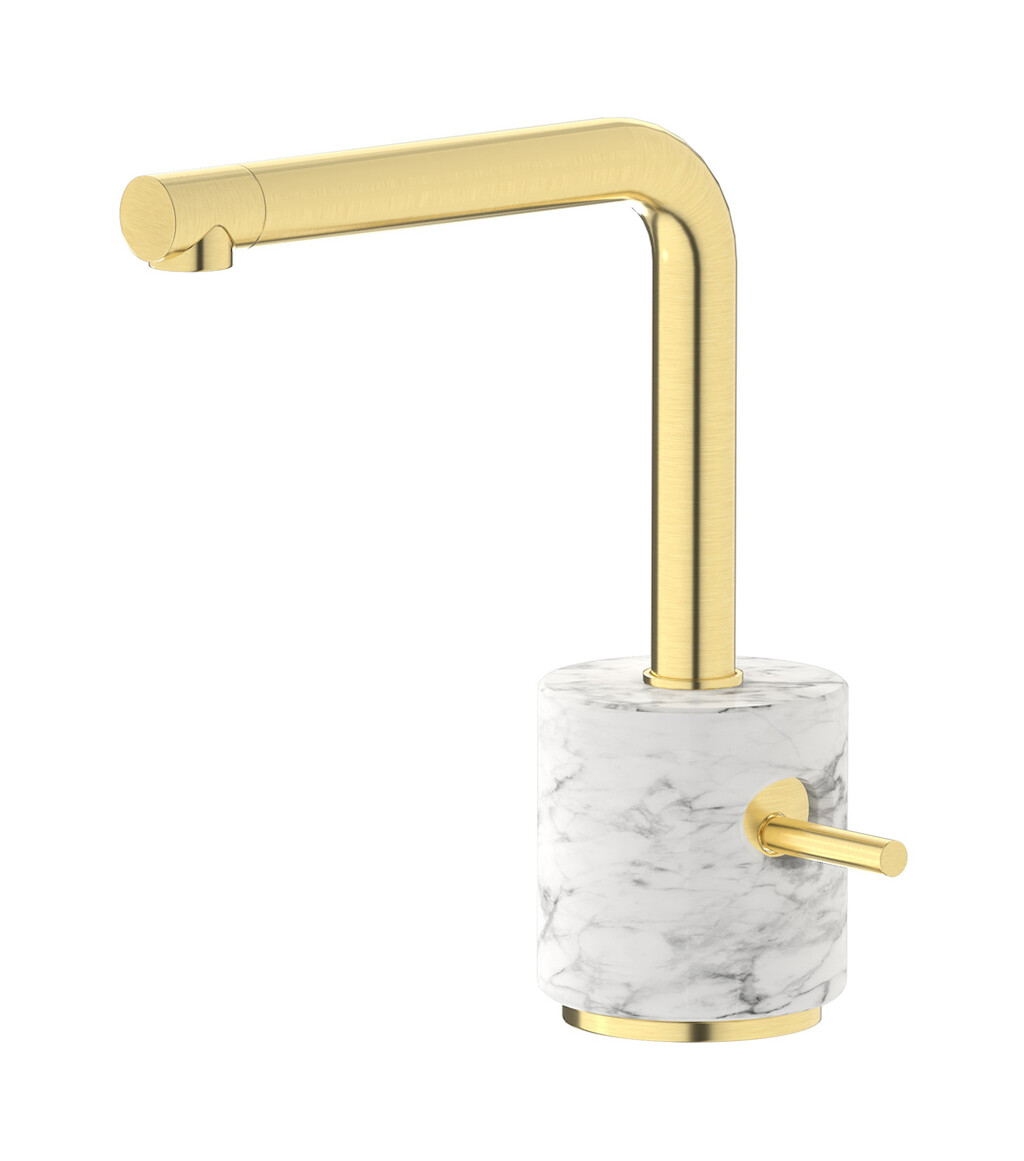 Смеситель для раковины на 1 отверстие в комплекте с донным клапаном WE ARE IB mm200is_1 Brushed Pale Gold Marmo