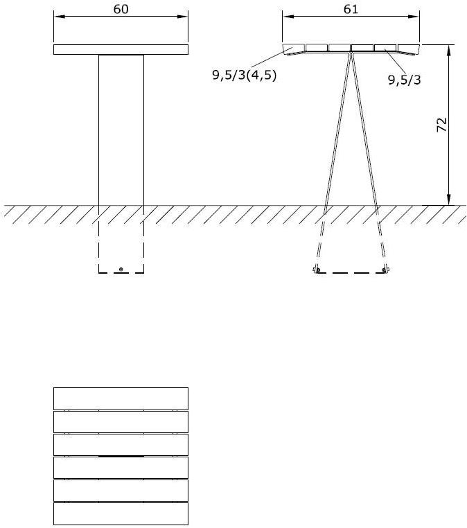 Euroform W Квадратный деревянный стол для общественных мест со встроенными стульями  1430, 1435  - Вид №4