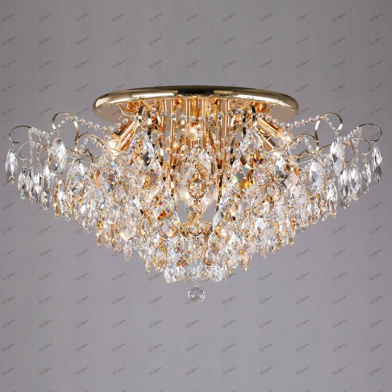 Потолочная люстра Eurosvet Crystal 10081/12 золото/прозрачный хрусталь Strotskis EUROSVET ДИЗАЙНЕРСКИЕ, CRYSTAL GOLD 181817 Золотой 