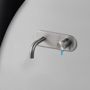 Смеситель для раковины сталь матовая с синей ручкой Toki Radomonte TKI20SCIL26